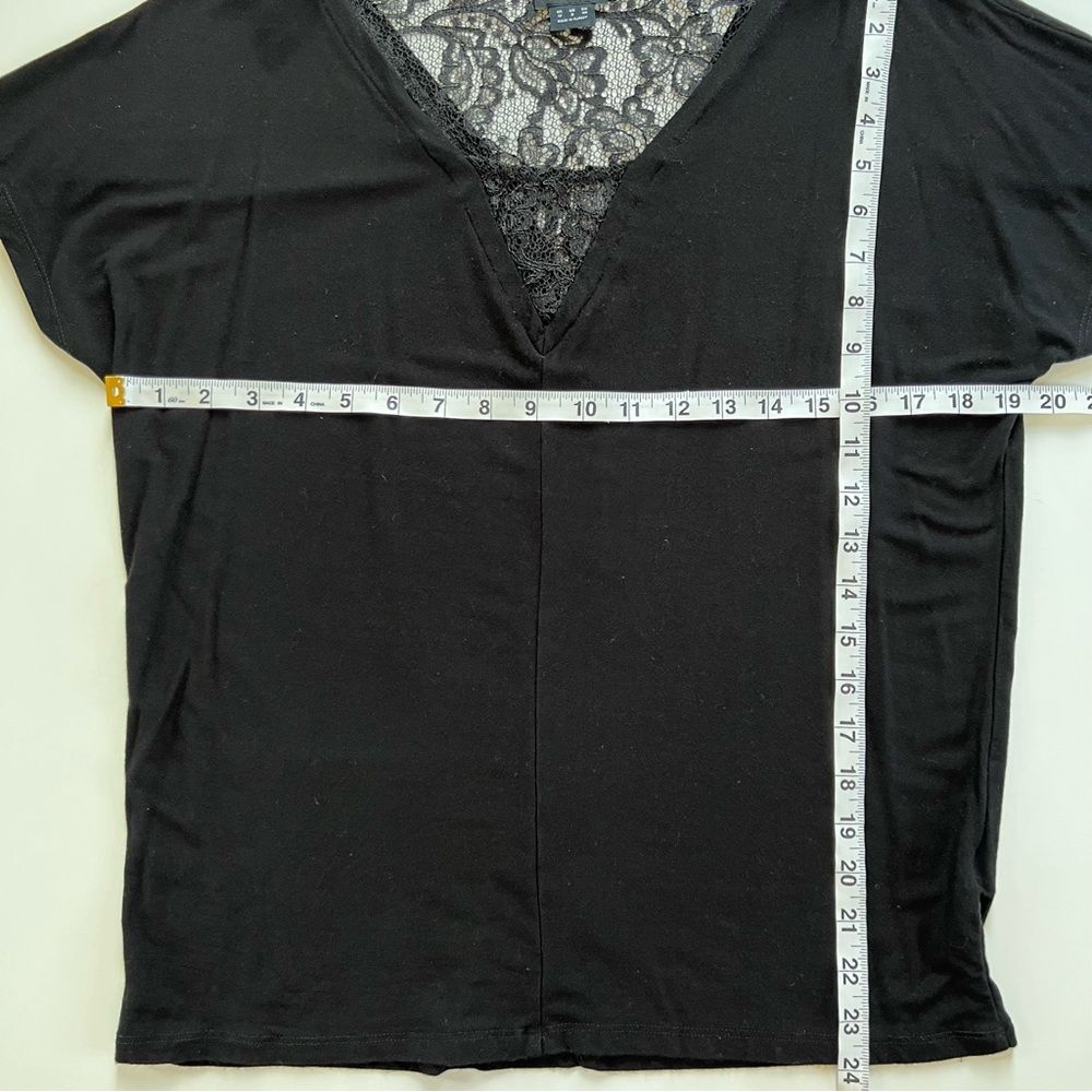 F&F Black Lace V Neck Short Sleeve Slip Over Blouse Size 8 - Picture 8 of 10